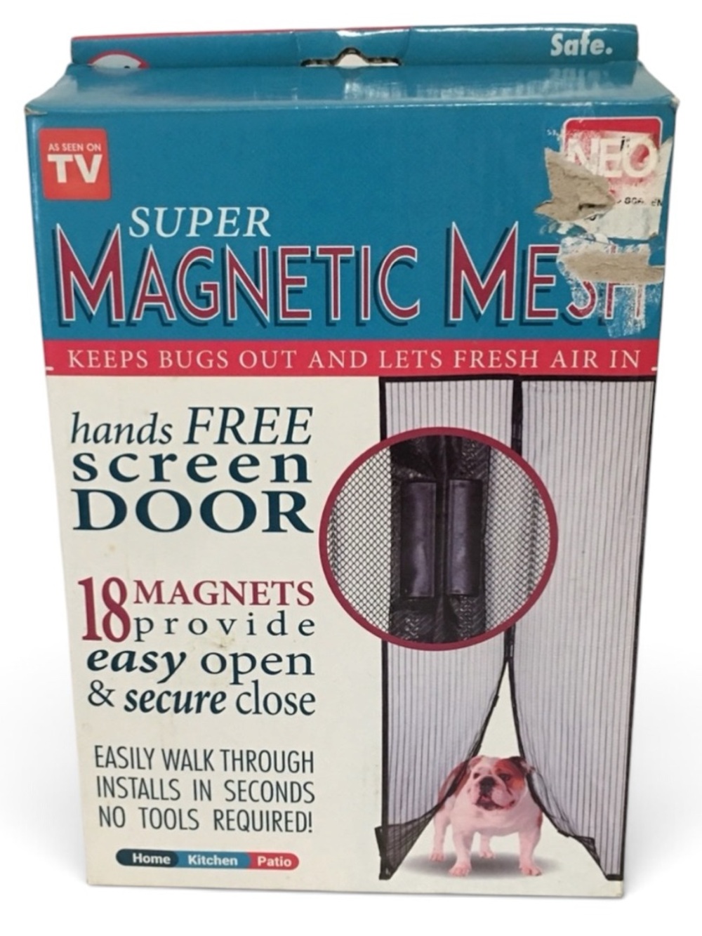 NEO Super Magnetic Mesh Hands-Free Screen Door 39” X 83” NIB